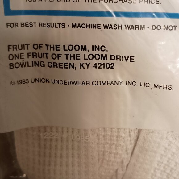Vintage Fruit of the Loom 1 Thermal Underwear Drawer 1983  Size Medium 34-36 New - Picture 5 of 10